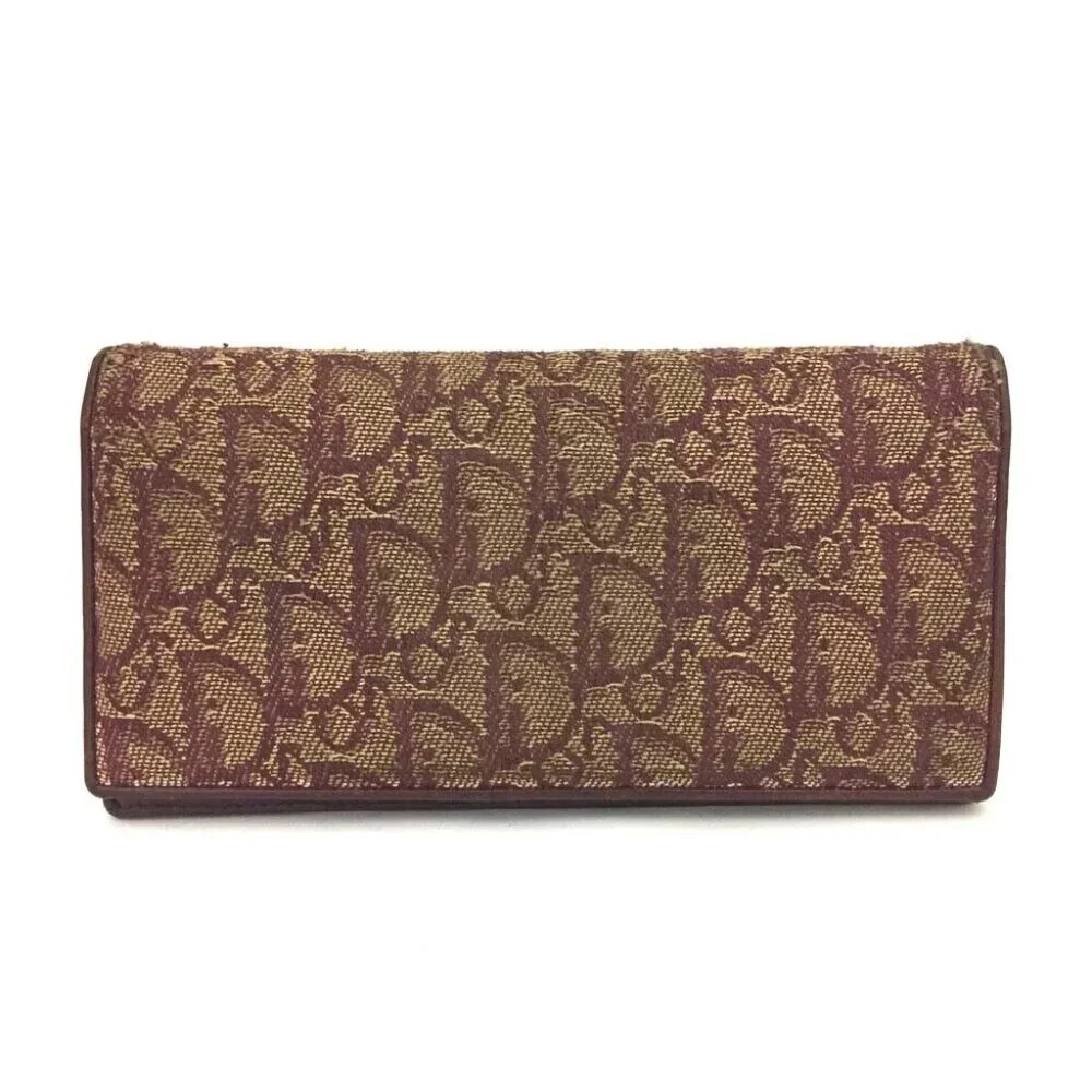 Christian Dior Trotter Canvas Leather Long Bifold Wallet /9U1305